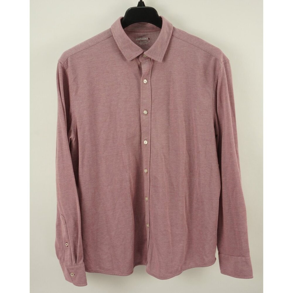 UNTUCKit Men's XL Long Sleeve Red Berry Pique Cotton Lightweight Button Up Shirt